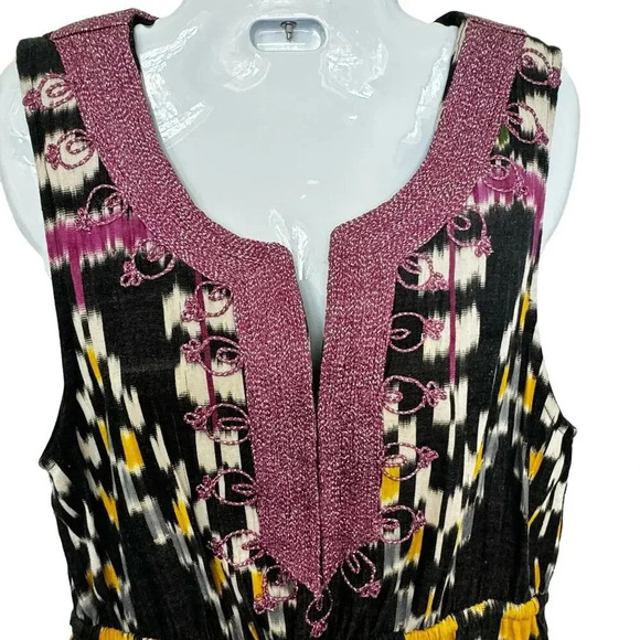 Calypso St. Bart Sheath Dress Embroidered, Beading Tassels V-Neck Women's M - Picture 2 of 11